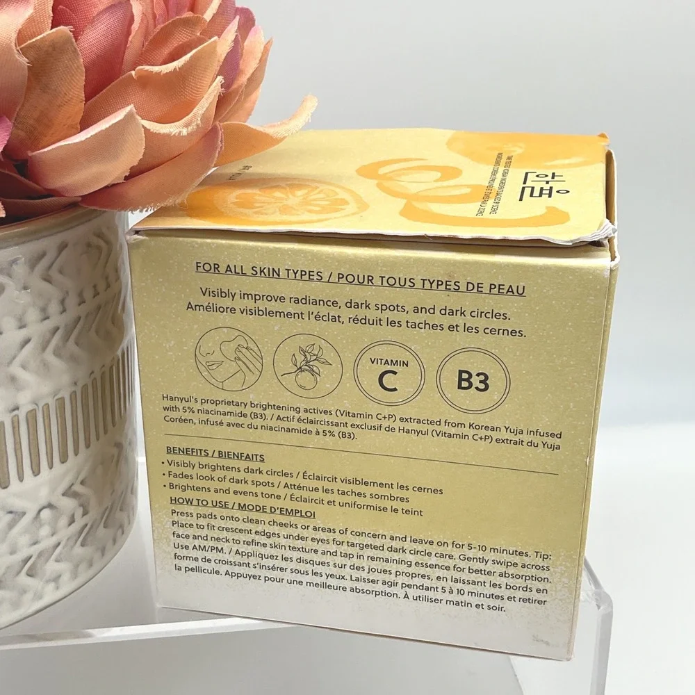 Hanyul Yuja Brightening‎ Toner Pads 60 Count Vegan Vitamin C B NEW
